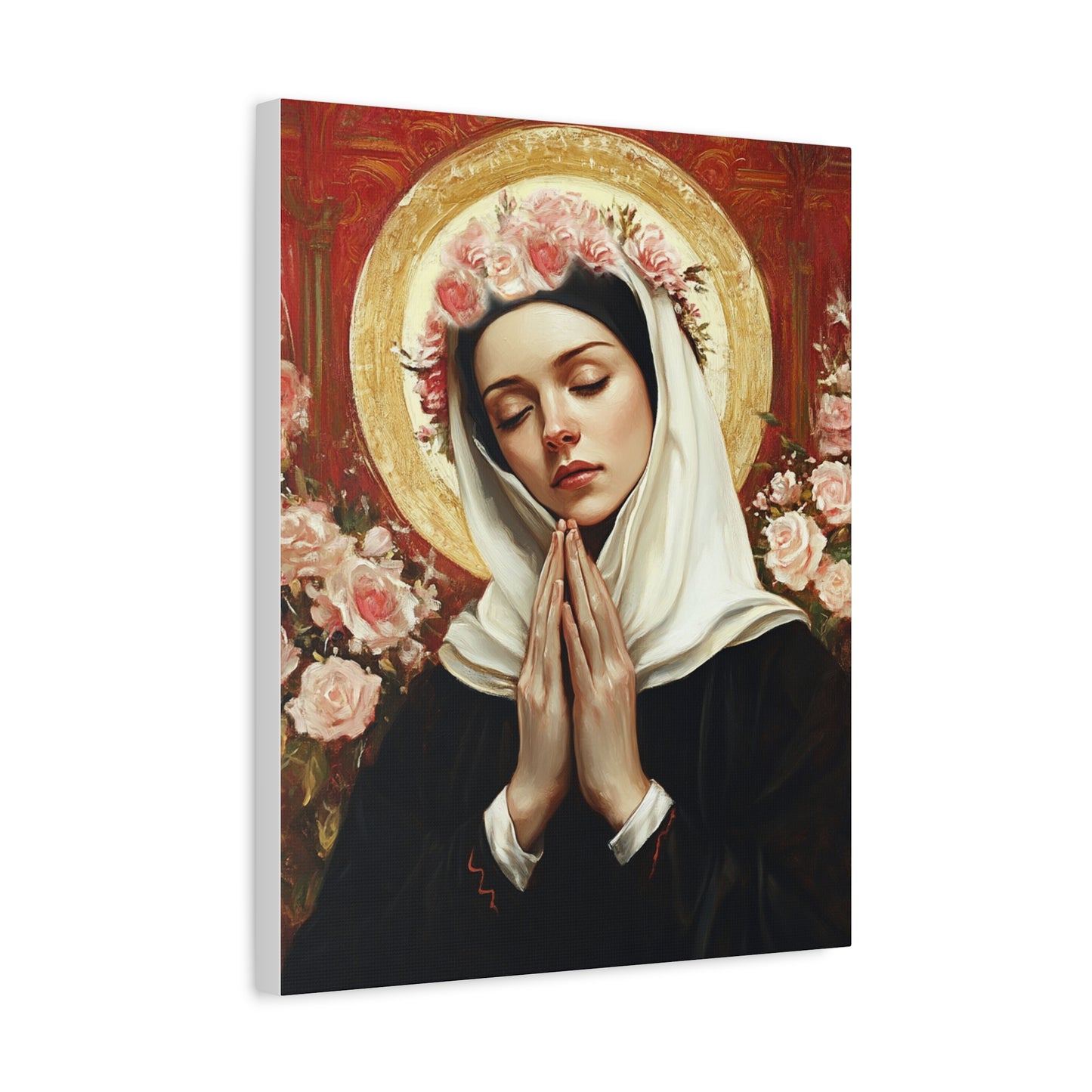 Ready To Hang - St. Rose of Lima Roses Catholic Canvas Wall Art, Christian Decor