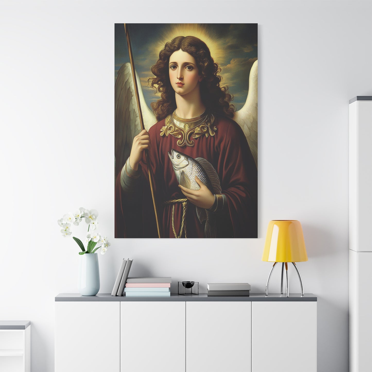 Ready To Hang - St. Rapahel the Archangel Catholic Canvas Wall Art, Christian Decor