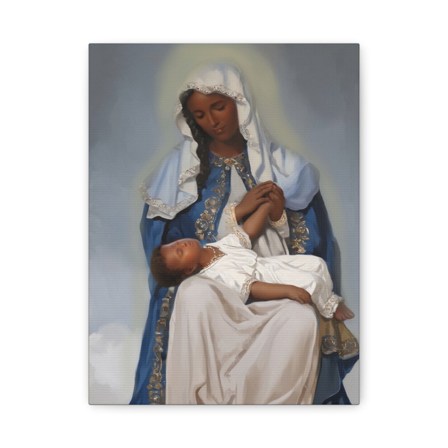 Our Lady Providence Mary Brown Skin Catholic Canvas Wall Art, Christian Decor