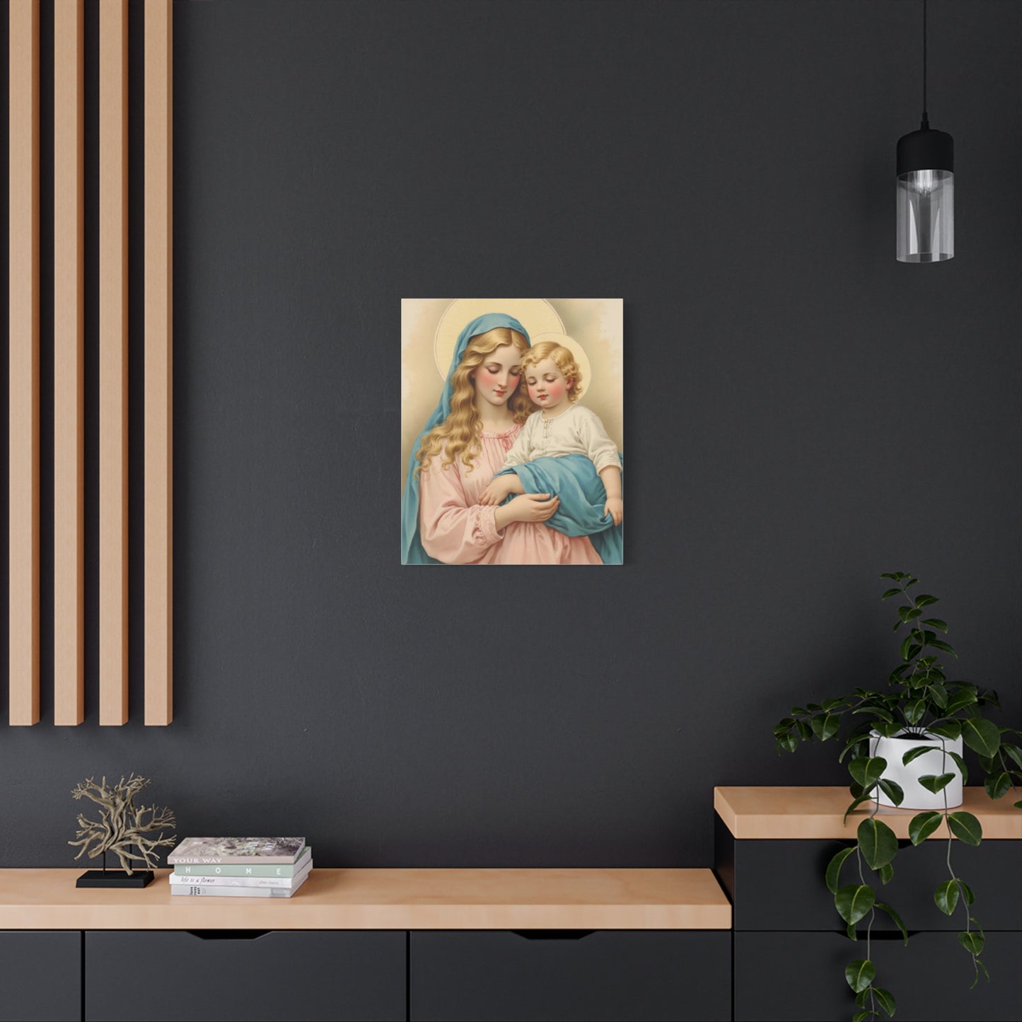 Mother Mary and Baby Jesus Catholic Canvas Wall Art, Christian Decor