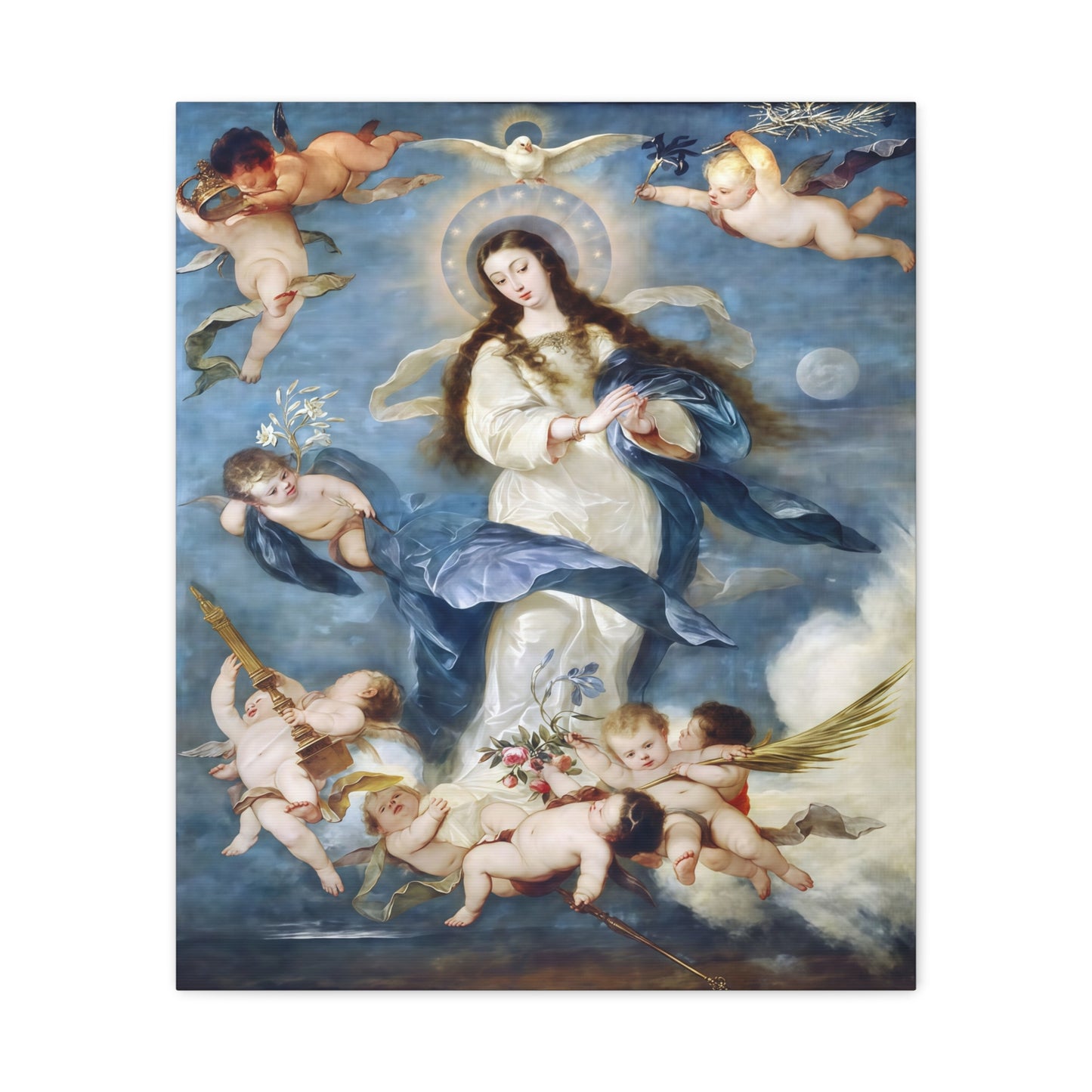 Ready To Hang - Mother Mary Immaculate Conception Catholic Canvas Wall Art, Christian Decor Our Lady