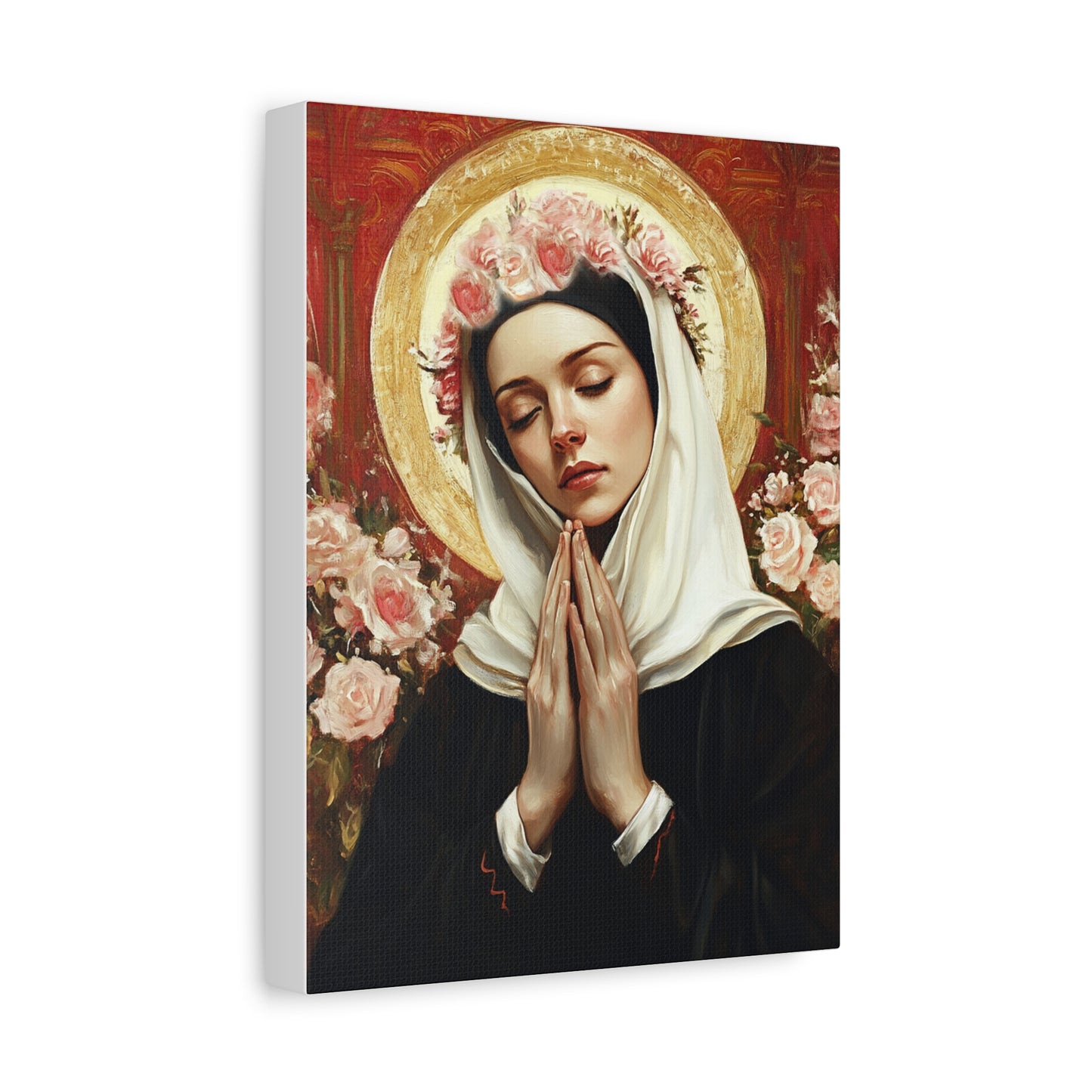 Ready To Hang - St. Rose of Lima Roses Catholic Canvas Wall Art, Christian Decor