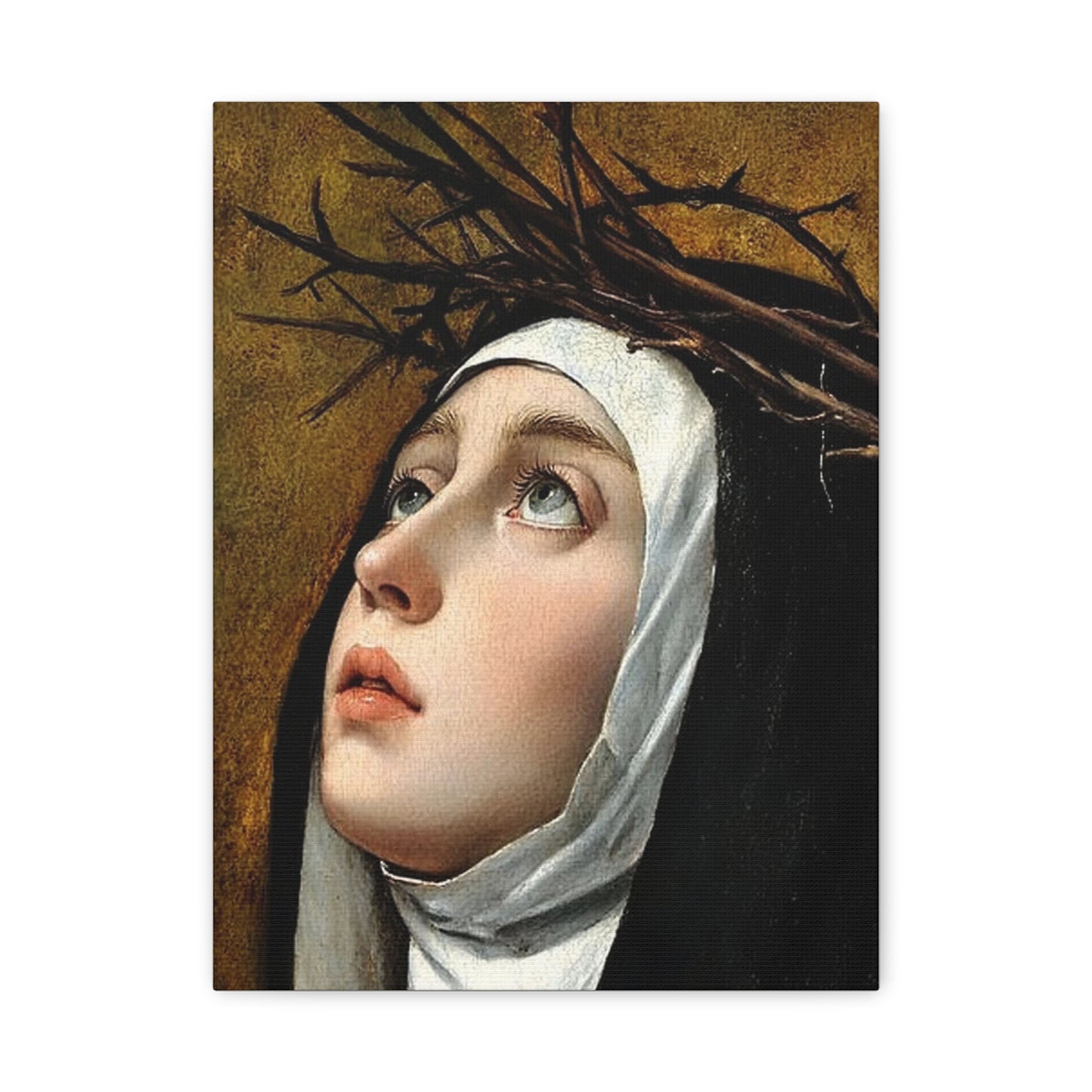 St. Catherine of Siena with Thorns Catholic Canvas Wall Art, Christian Decor