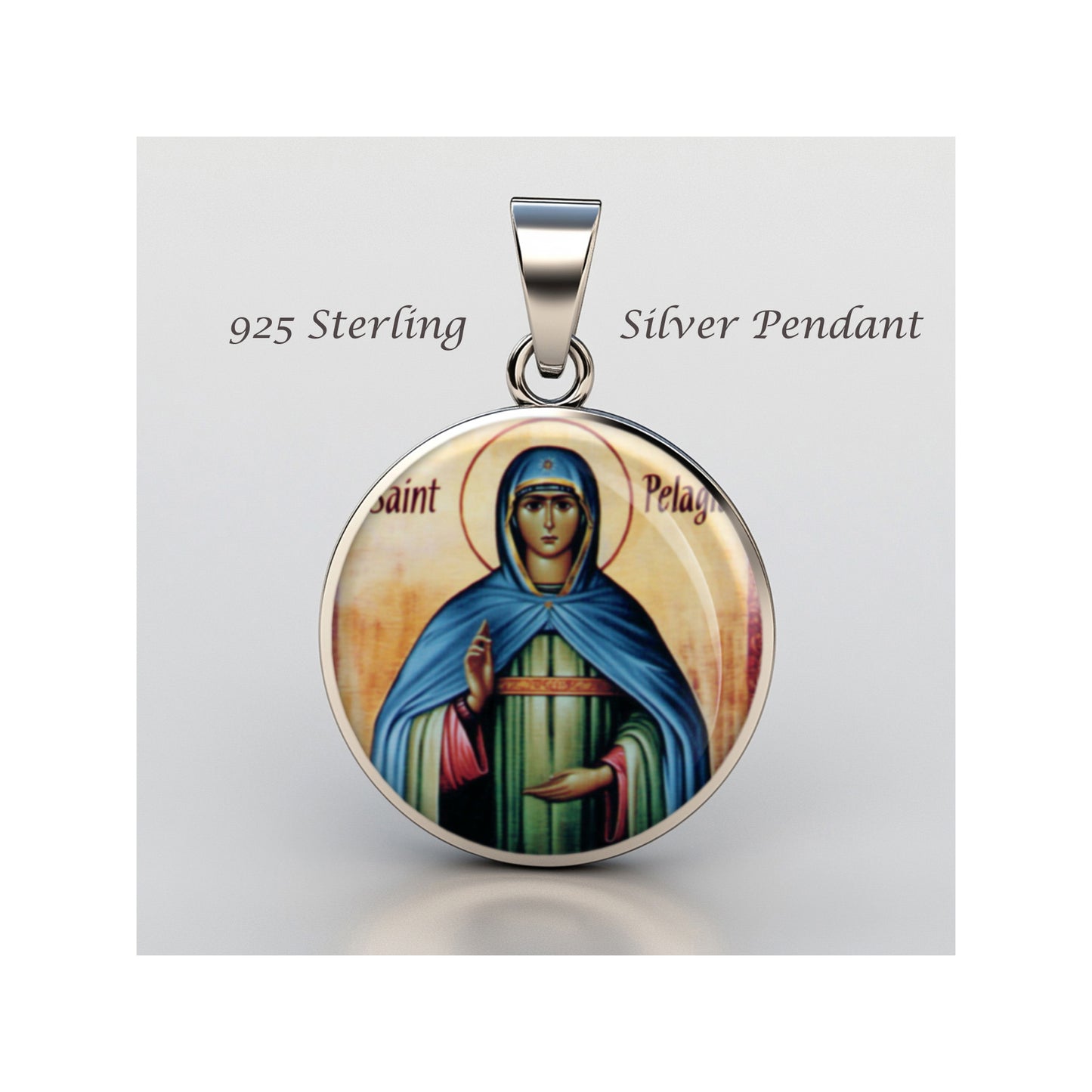 Saint Pelagia Antioch Catholic sterling silver 925 Christian Medal Patron image 0