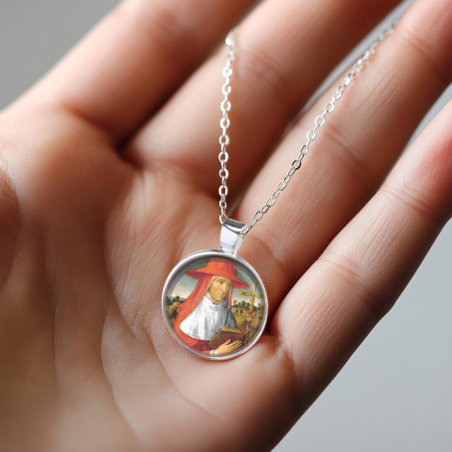 Saint Erasmus of Formia / St Elmo Catholic Necklace. St Erasmus Jewelry Pendant. Religious Catholic Medal.