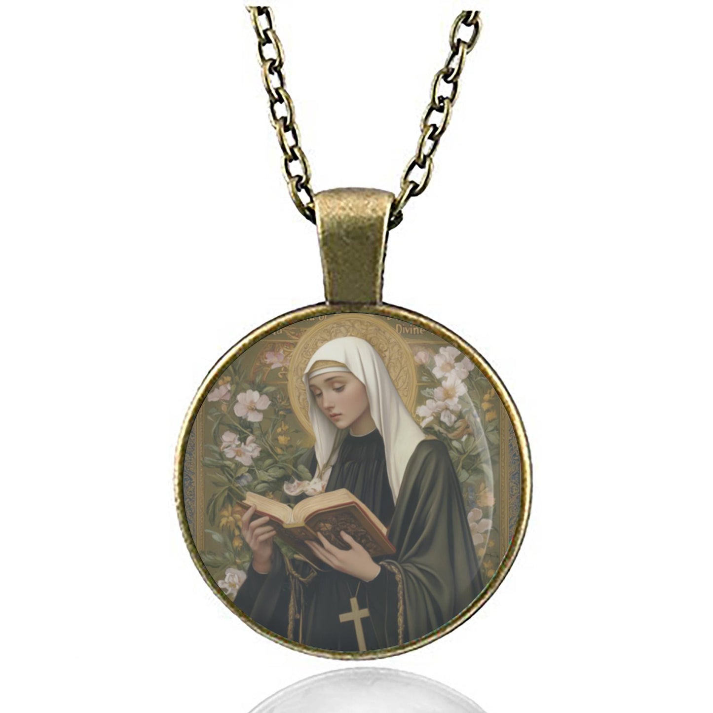 St. Gertrude The Great Necklace Catholic Medal Pendant Christian Religious Jewelry