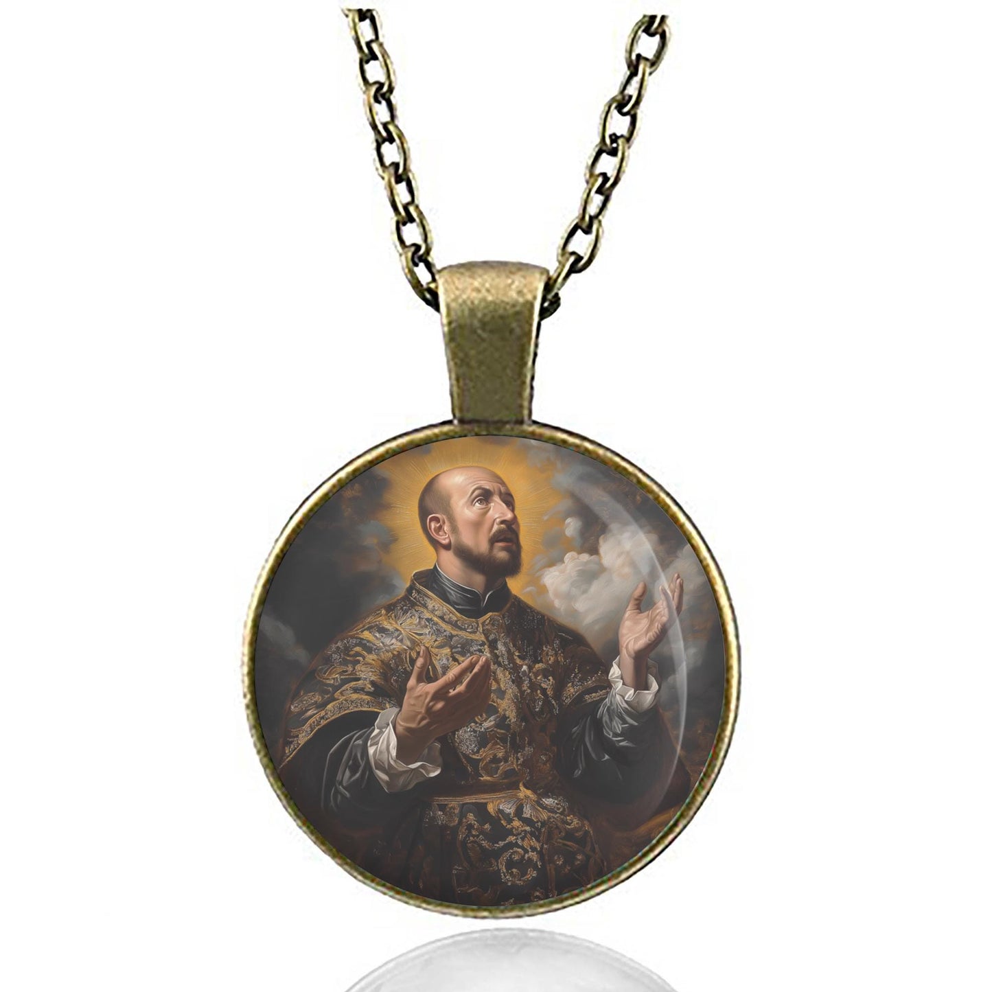 St Ignatius Loyola Catholic Medal Pendant Necklace