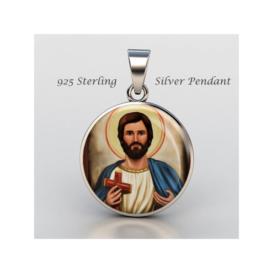 Saint Timothy Religious Christian sterling silver 925 Christian Medal Patron Pendant