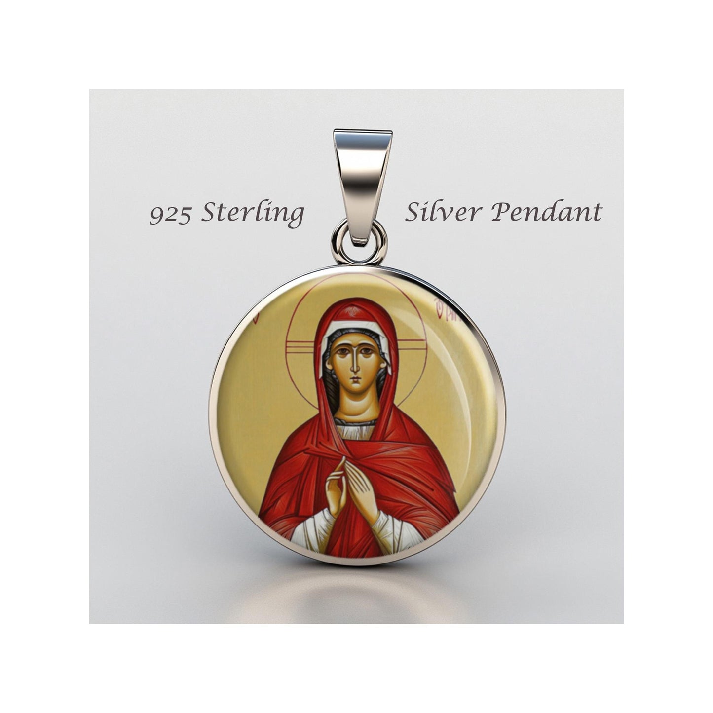 Saint Antusa Constantinopla Religious Devotional sterling silver 925 Christian Medal Patron