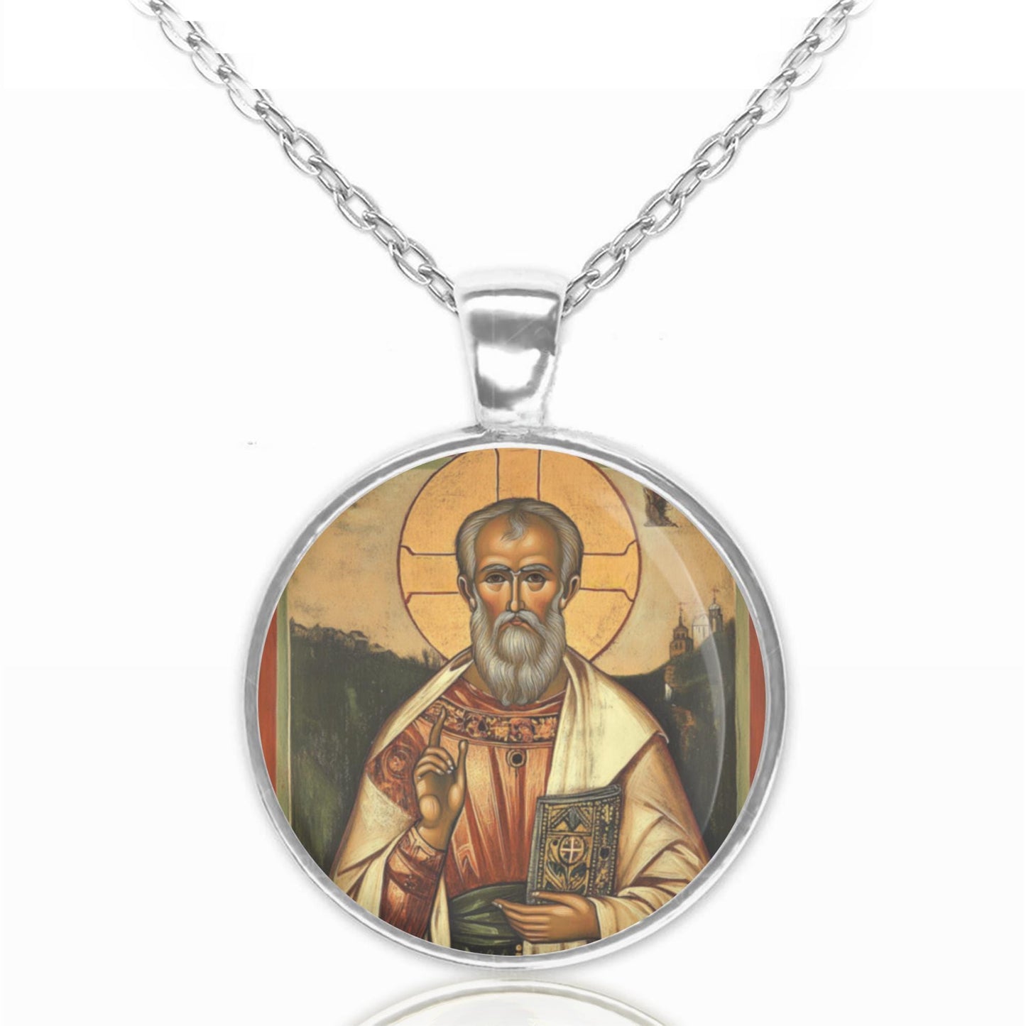 St. Kevin Necklace Christian Medal Pendant Patron Saint Religious Jewelry