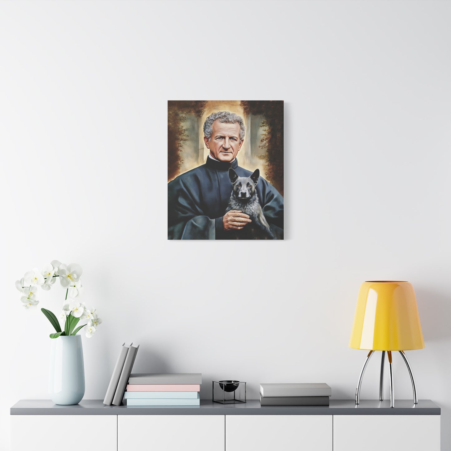 St. John Bosco and Grigio Catholic Canvas Wall Art, Christian Decor
