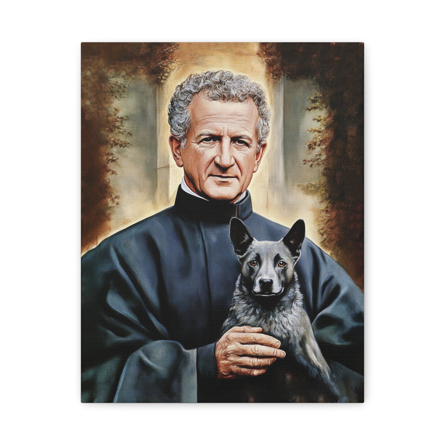 St. John Bosco and Grigio Catholic Canvas Wall Art, Christian Decor