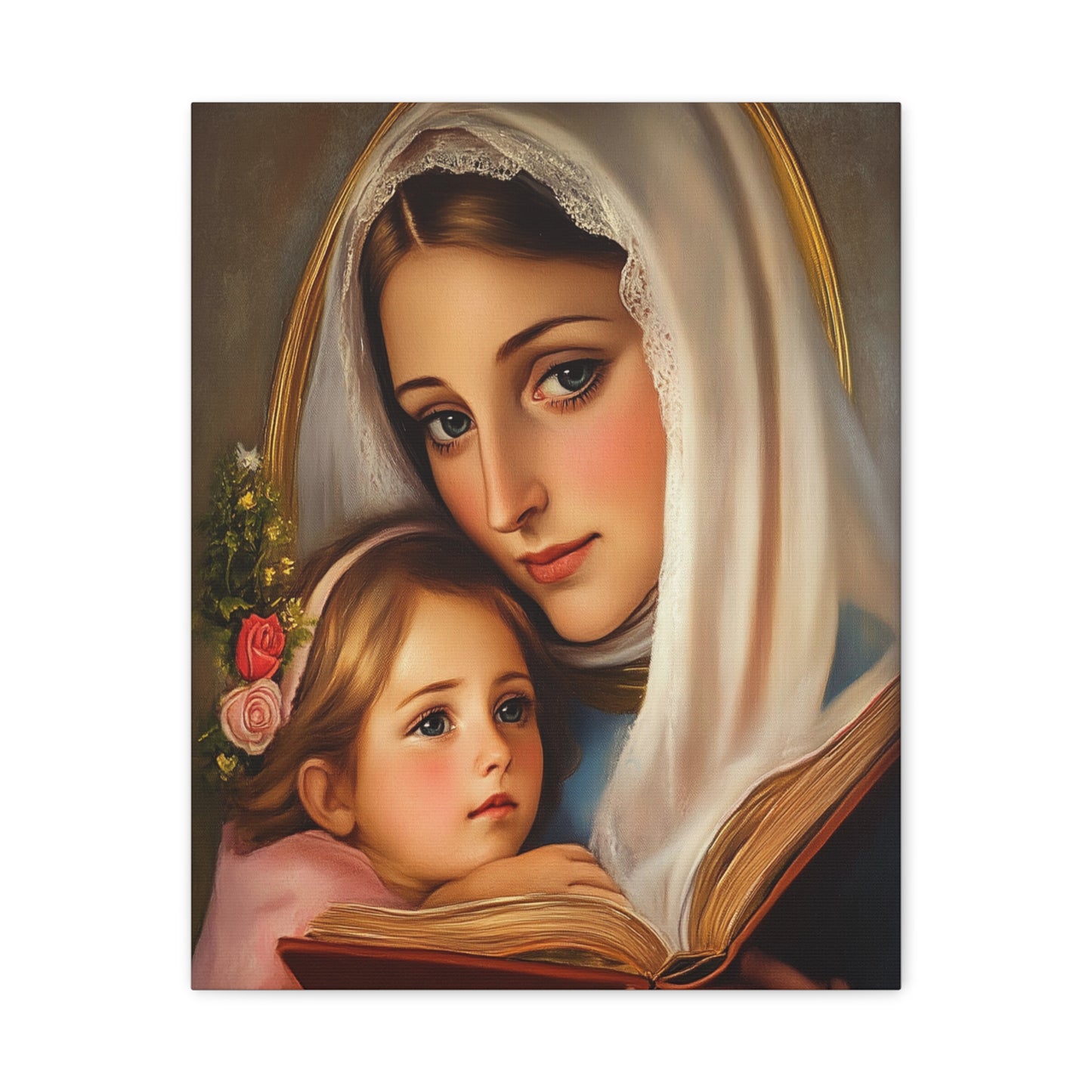 St. Anne and Mary Canvas Print, Catholic Decor Wall, Gift Religious Christian