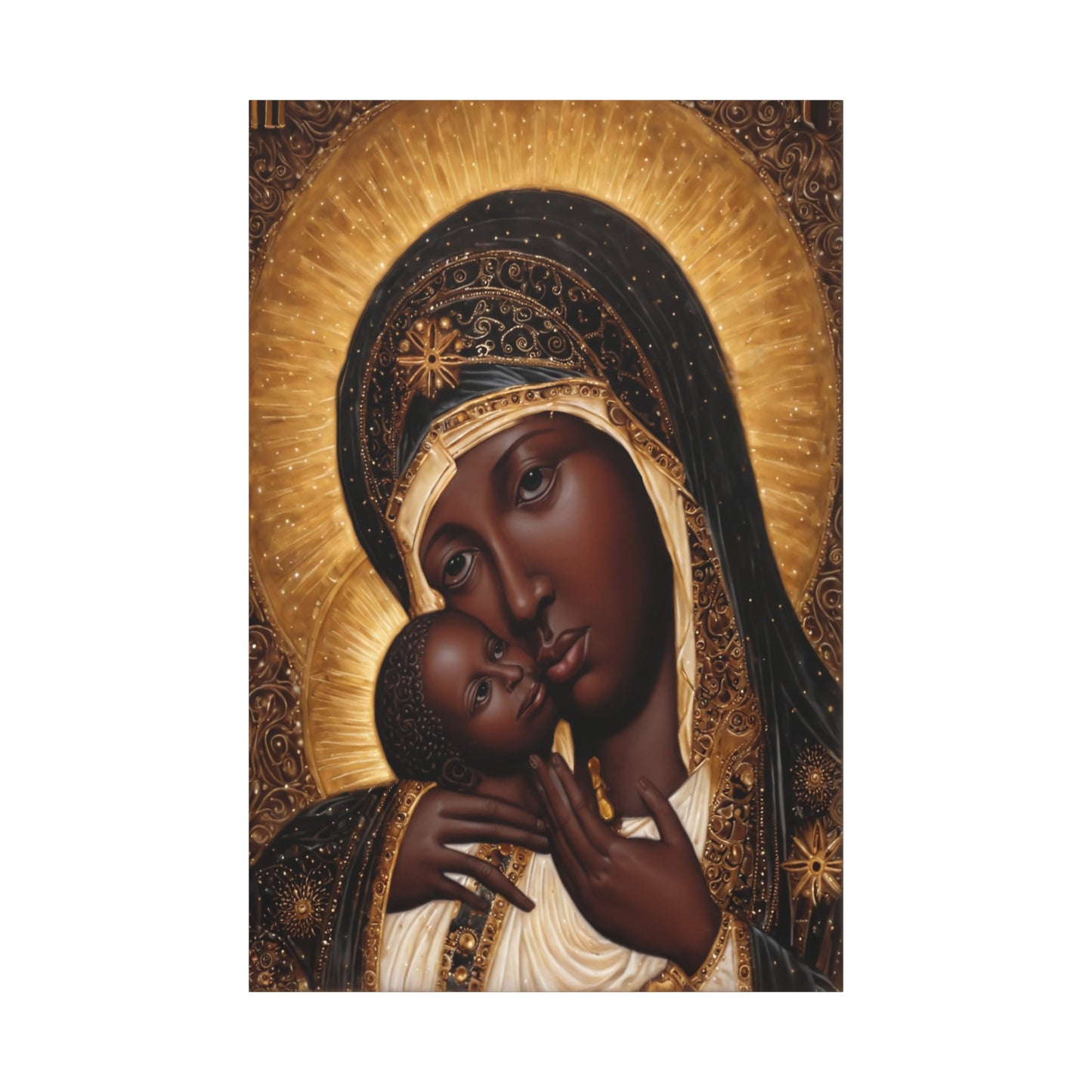 Black Madonna African Mother Mary Catholic Canvas Wall Art, Christian Decor