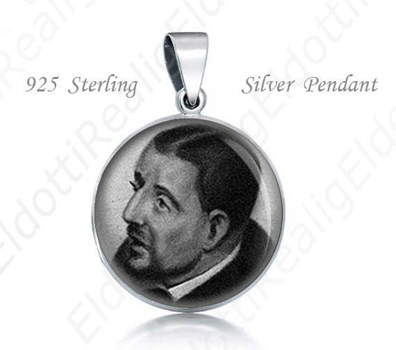 St. Alexander Briant Sterling Silver Pendant. Religious Christian 925 Silver Medal Round 20mm