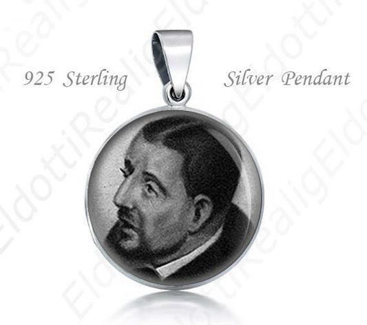 St. Alexander Briant Sterling Silver Pendant. Religious Christian 925 Silver Medal Round 20mm