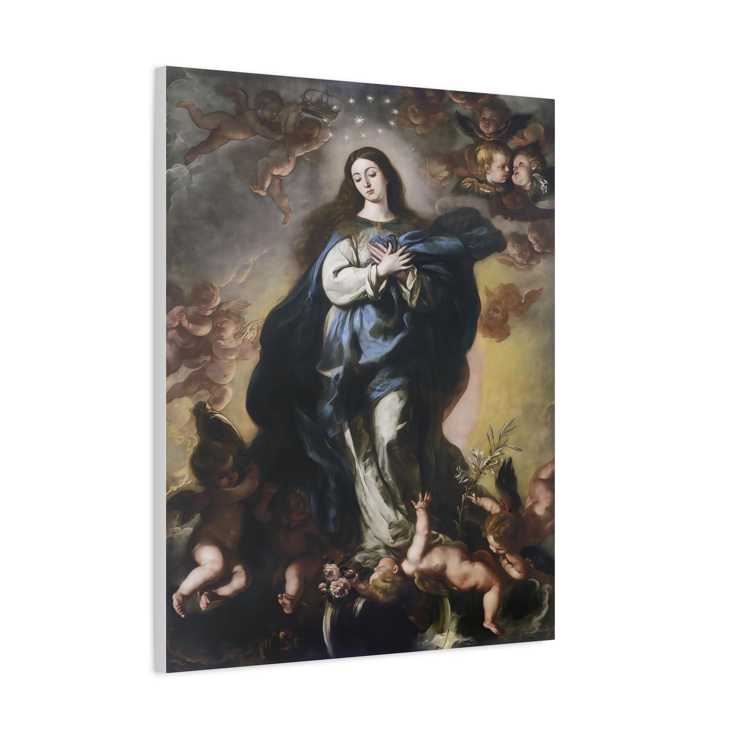 Ready To Hang - Our Lady Mother Mary Immaculate Conception Catholic Canvas Wall Art, Christian Decor