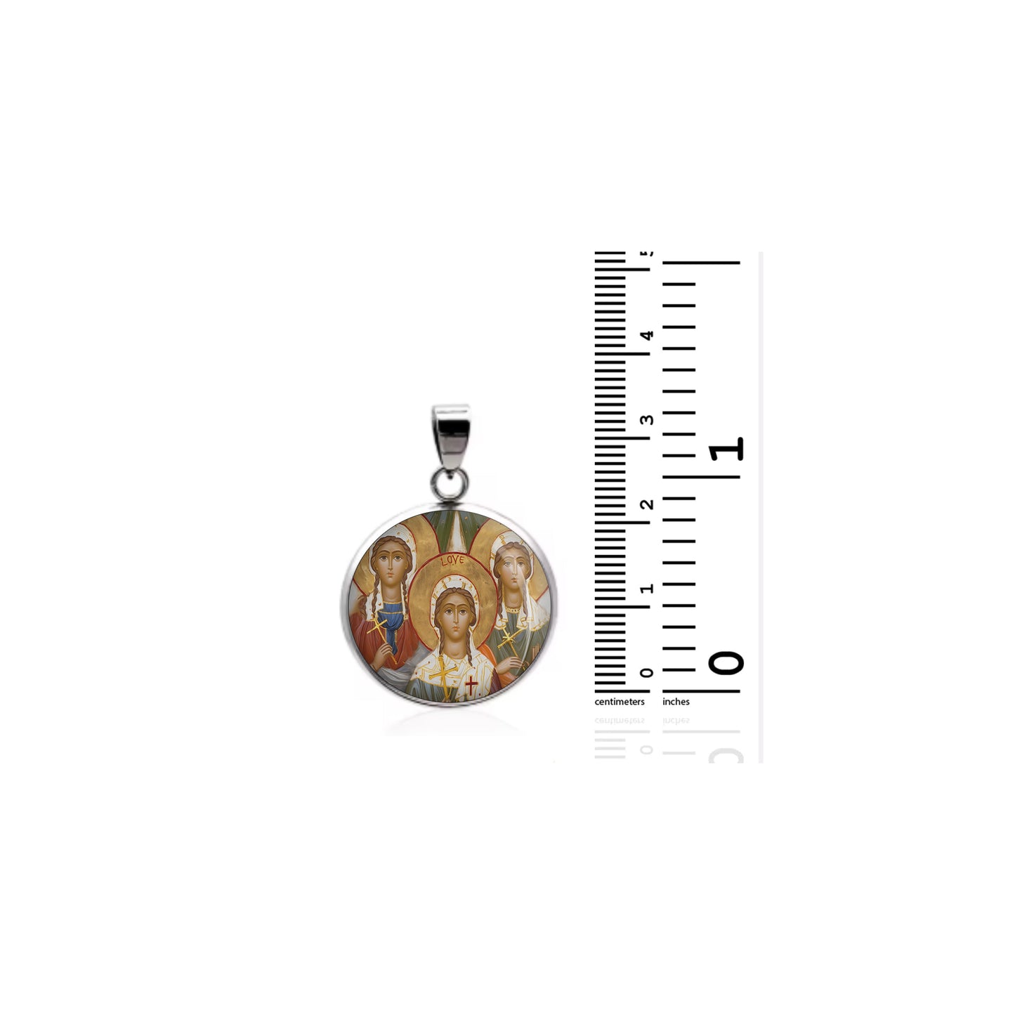 Saint Faith Hope And Charity Catholic sterling silver 925 Christian Medal Patron image 1
