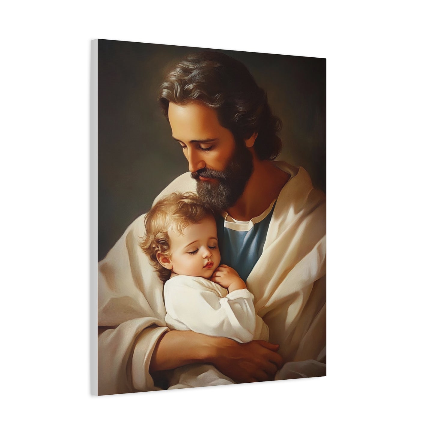 St. Joseph and Jesus Catholic Canvas Wall Art, Christian Decor