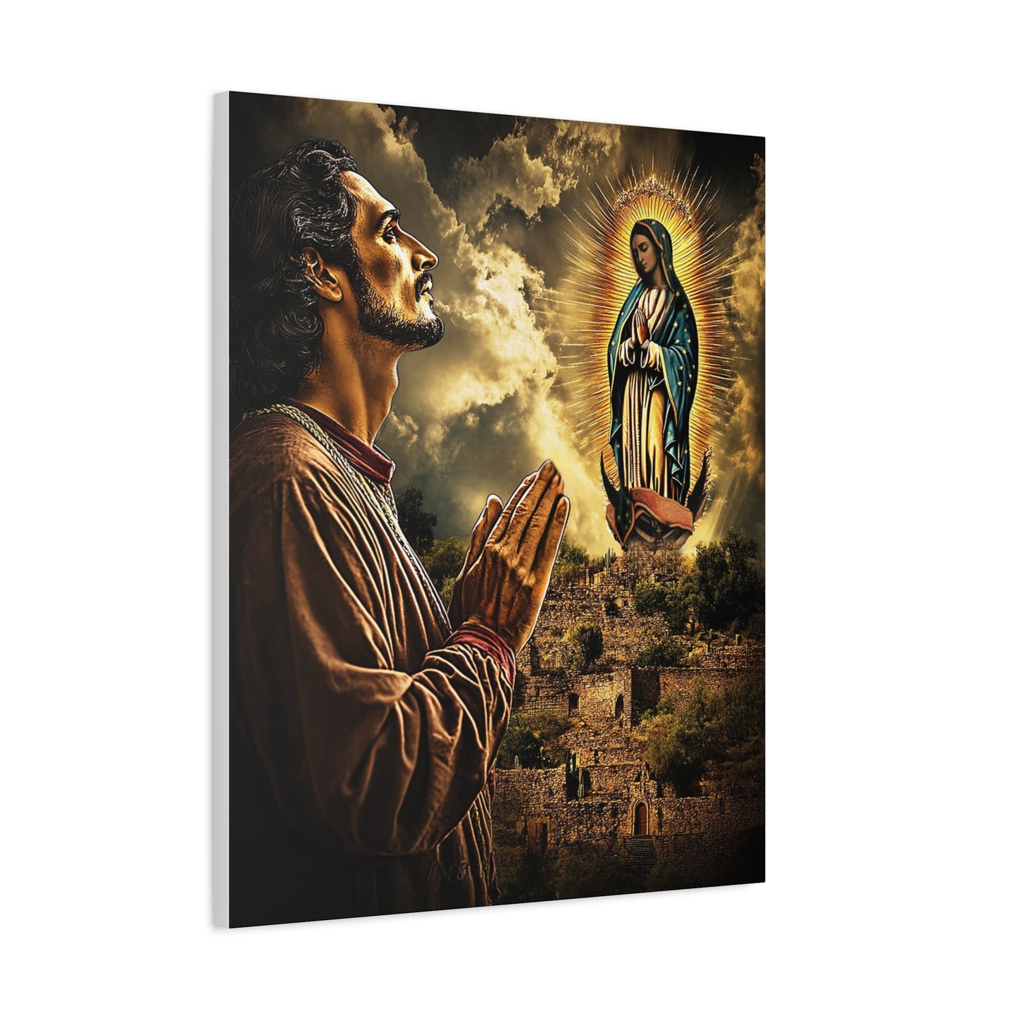 St. Juan Diego Our Lady of Guadalupe Catholic Canvas Wall Art, Christian Decor