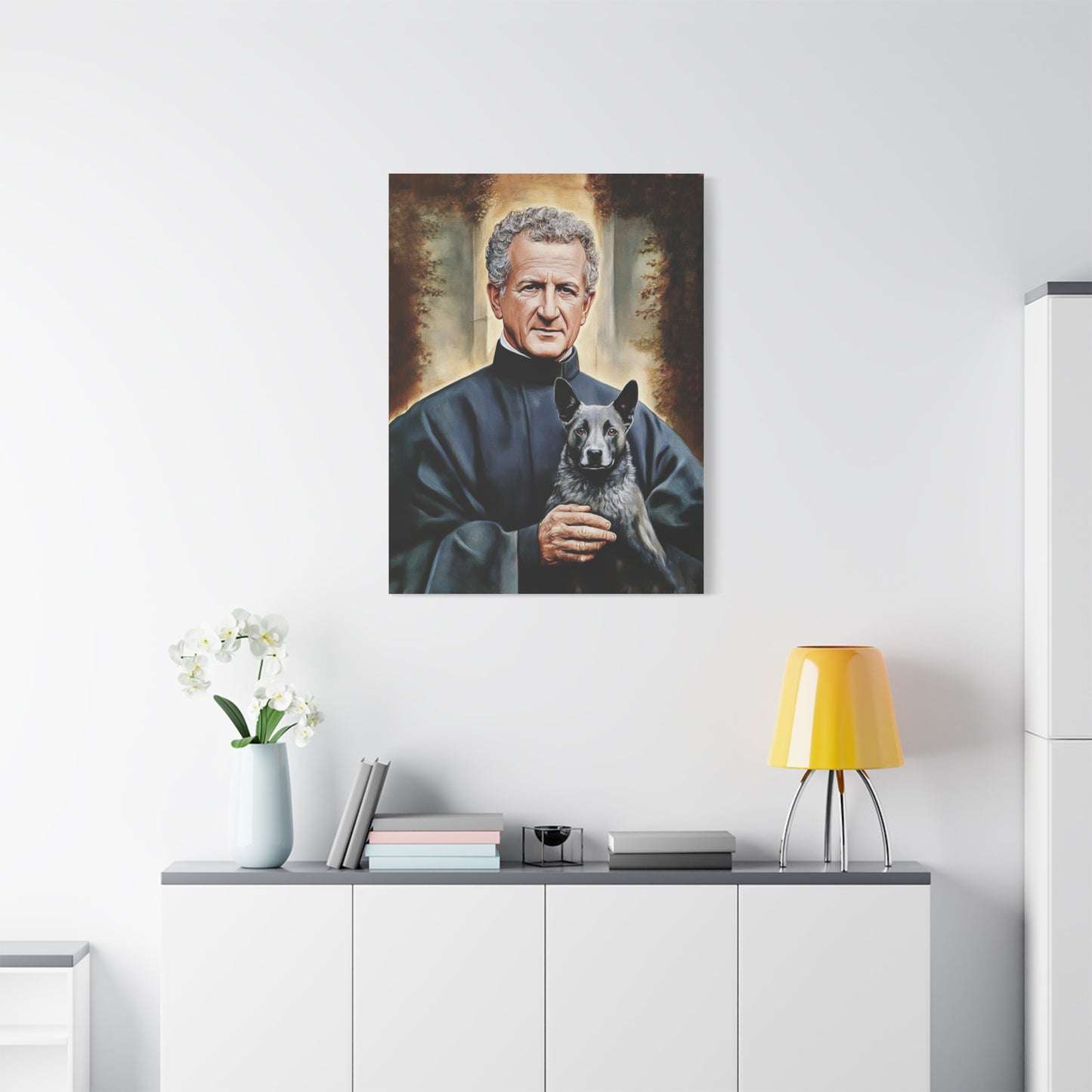 St. John Bosco and Grigio Catholic Canvas Wall Art, Christian Decor