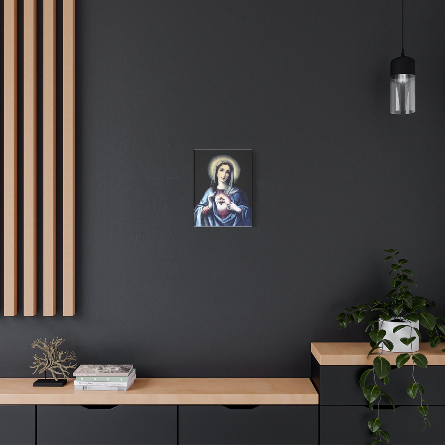 Ready to Hang - Immaculate Heart Virgin Mary Catholic Canvas Wall Art, Christian Decor