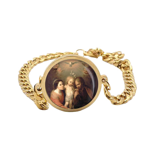 Holy Family Bracelet Gold or Silver tone Religious Jewelry Simple Chain