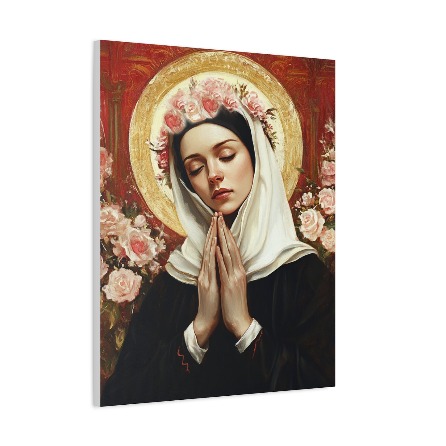 Ready To Hang - St. Rose of Lima Roses Catholic Canvas Wall Art, Christian Decor