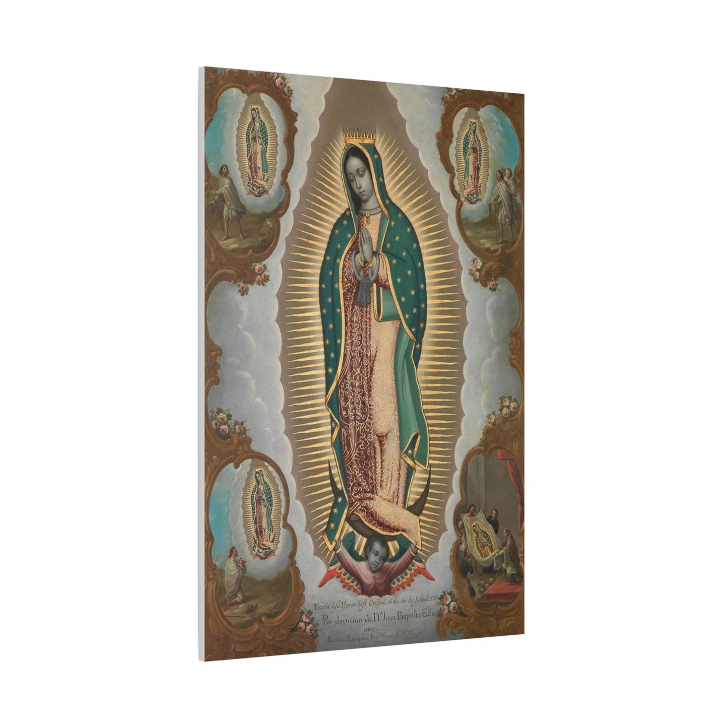 The Virgin of Guadalupe with the Four Apparitions Catholic HQ Print on Canvas Ready To Hang - Virgin Mary Canvas