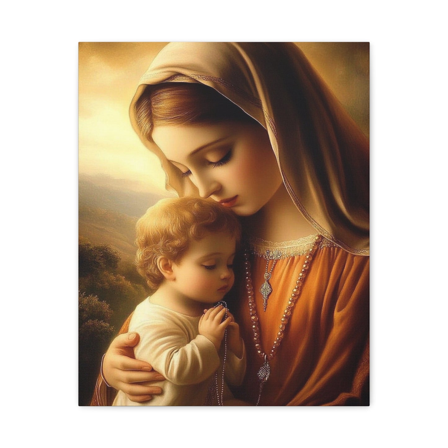 Mother Mary and Baby Jesus Catholic Canvas Wall Art, Christian Decor