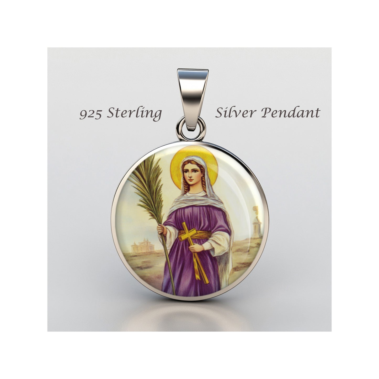 Saint Serena Catholic sterling silver 925 Christian Medal Patron Pendant image 0