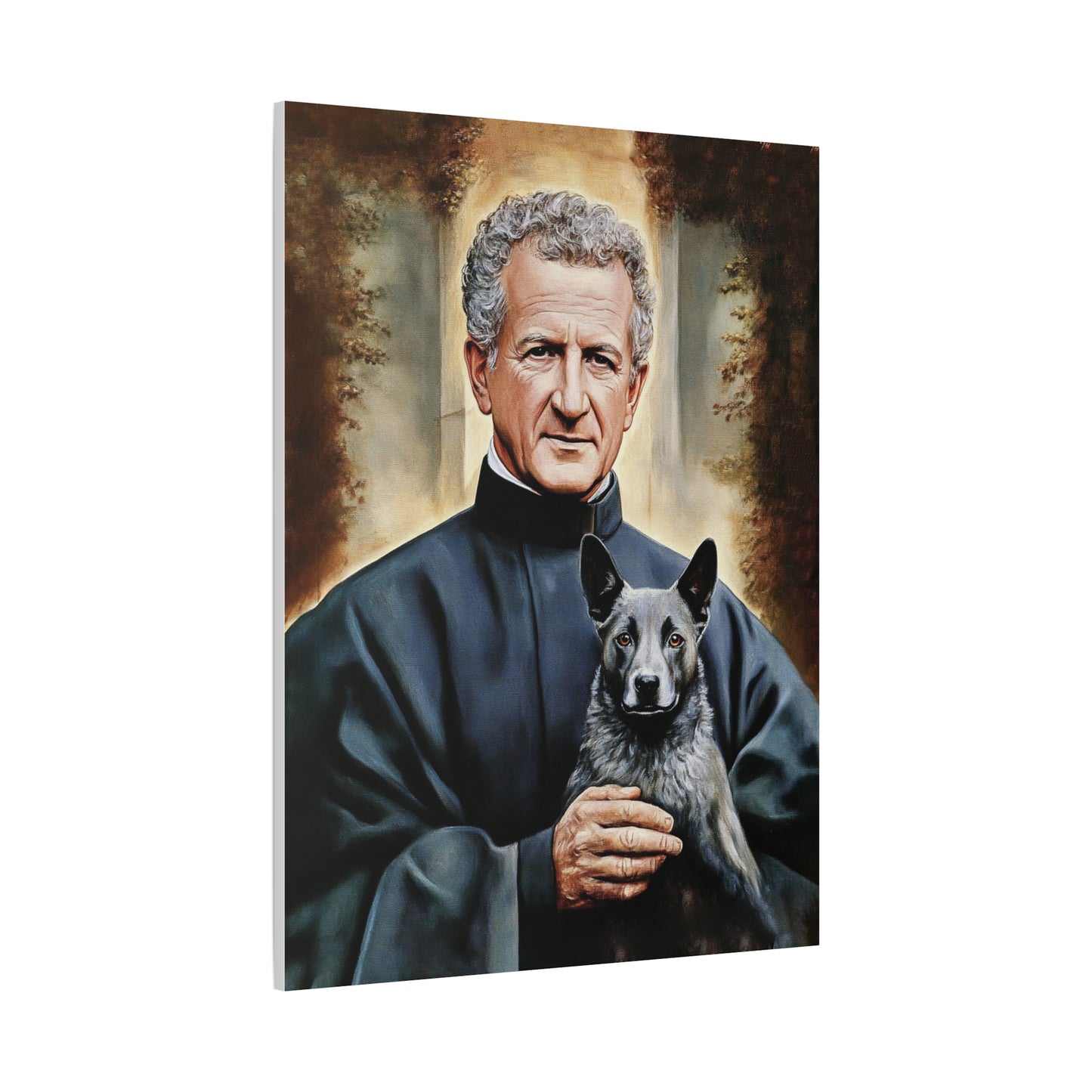 St. John Bosco and Grigio Catholic Canvas Wall Art, Christian Decor