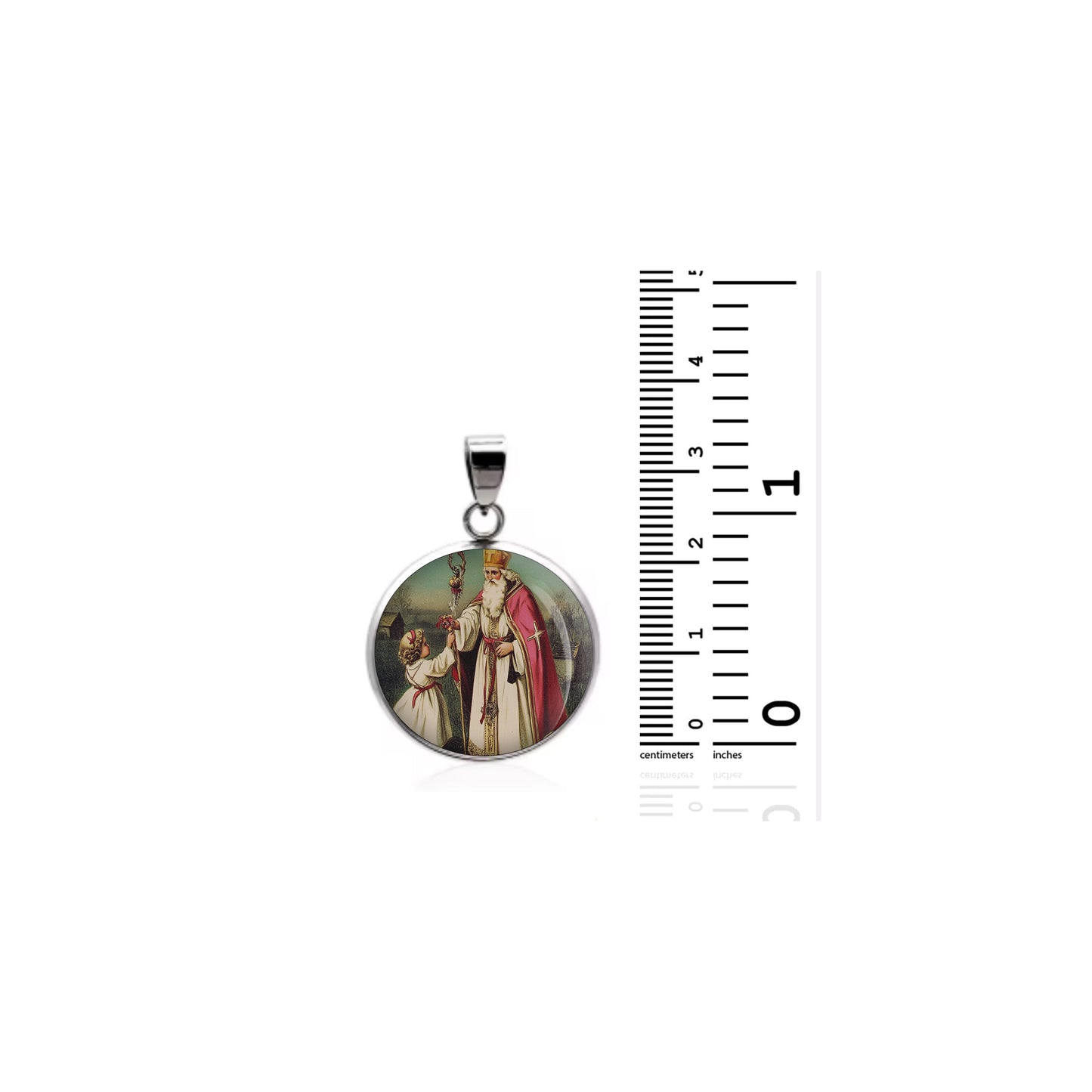 Saint Nicholas Catholic sterling silver 925 Christian Medal Patron Pendant image 1