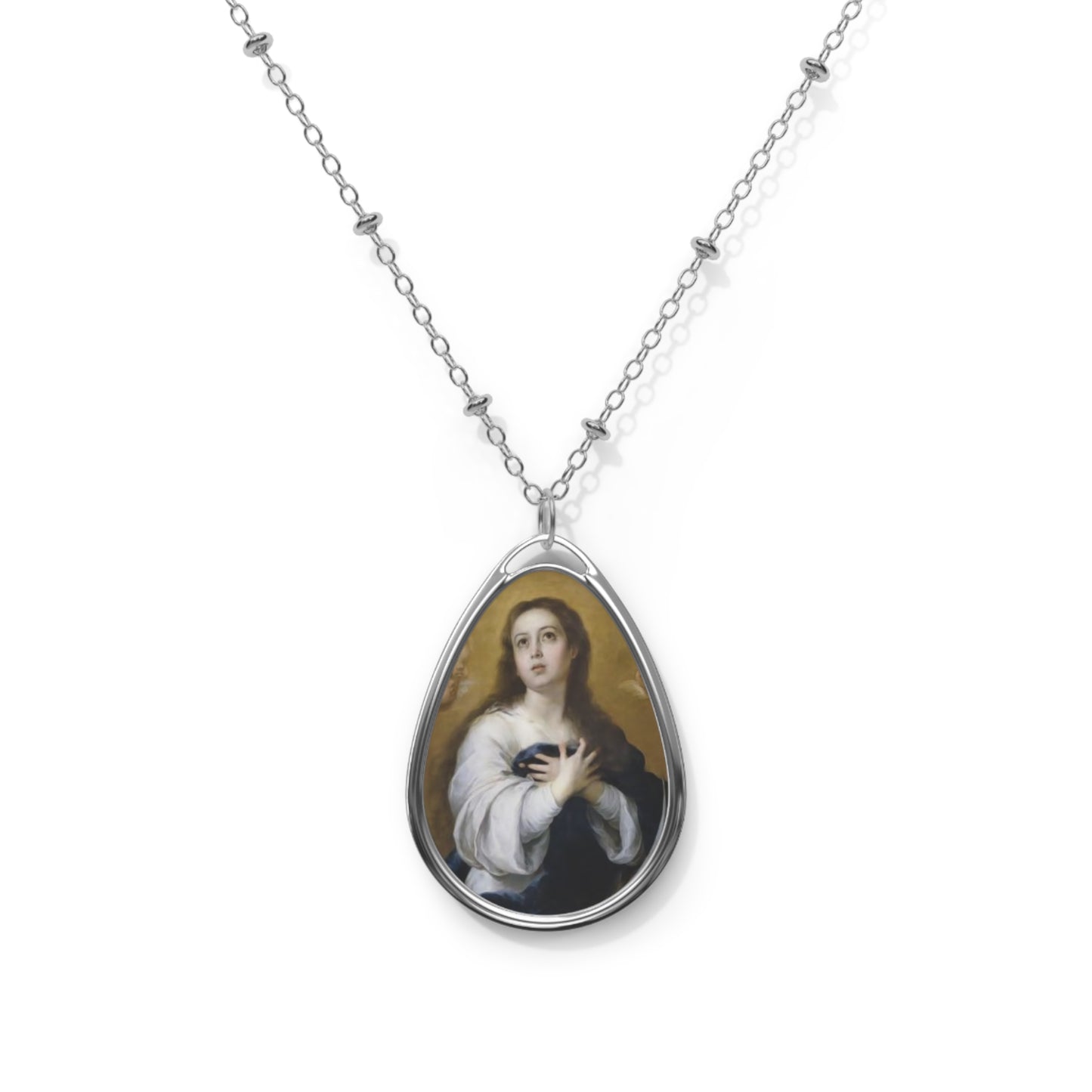 Mary Immaculate Heart Necklace - Drop Pendant Catholic Medal