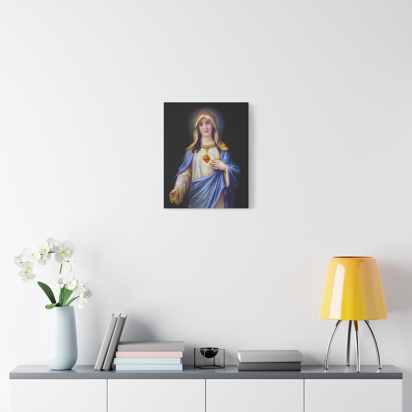 Immaculate Heart Mother Mary - Catholic Canvas Wall Art, Christian Decor