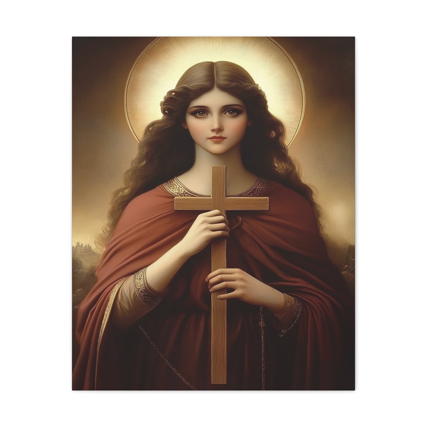 St. Helena and the True Cross Catholic Canvas Wall Art, Christian Decor