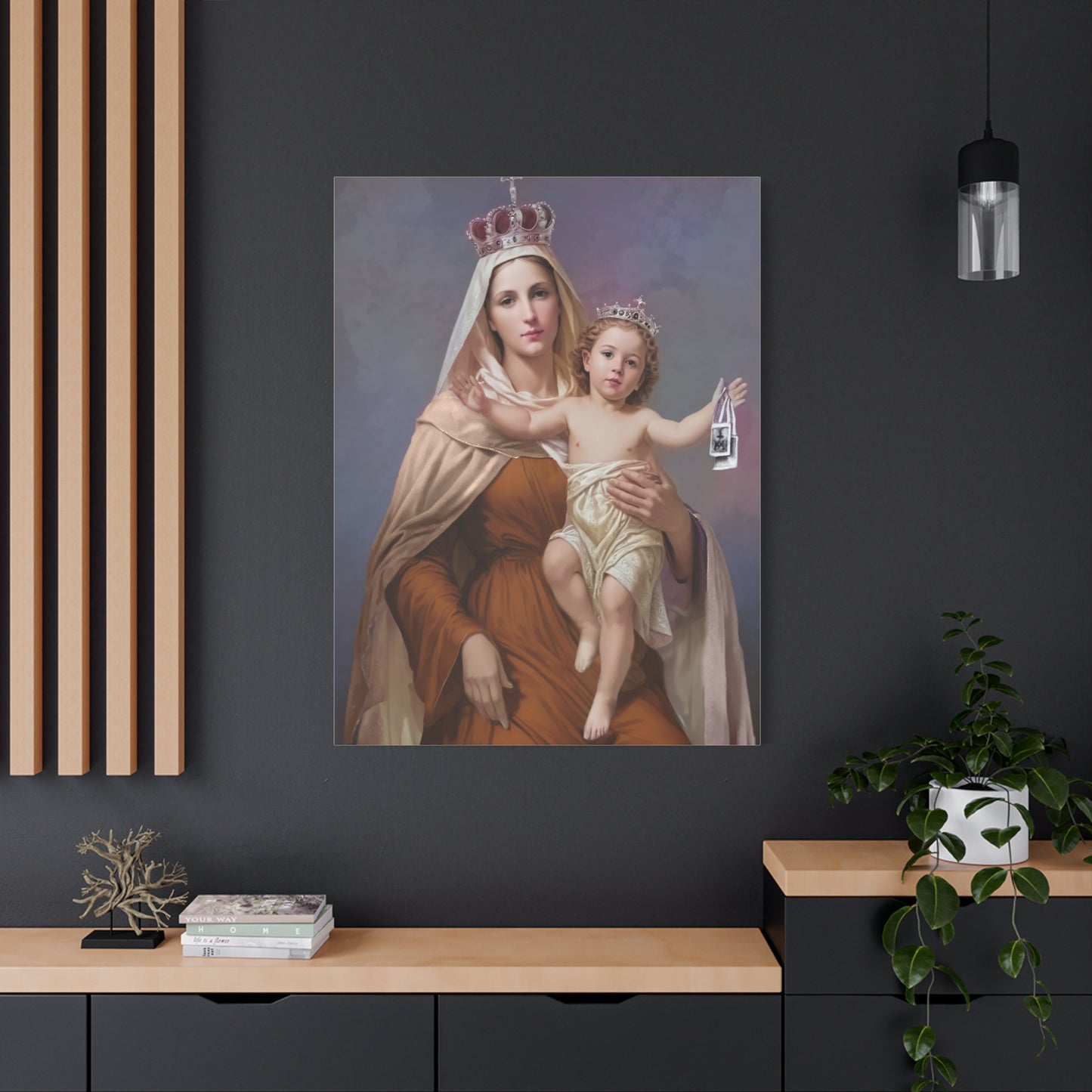 Our Lady of Mount Carmel Catholic Canvas Wall Art, Christian Decor