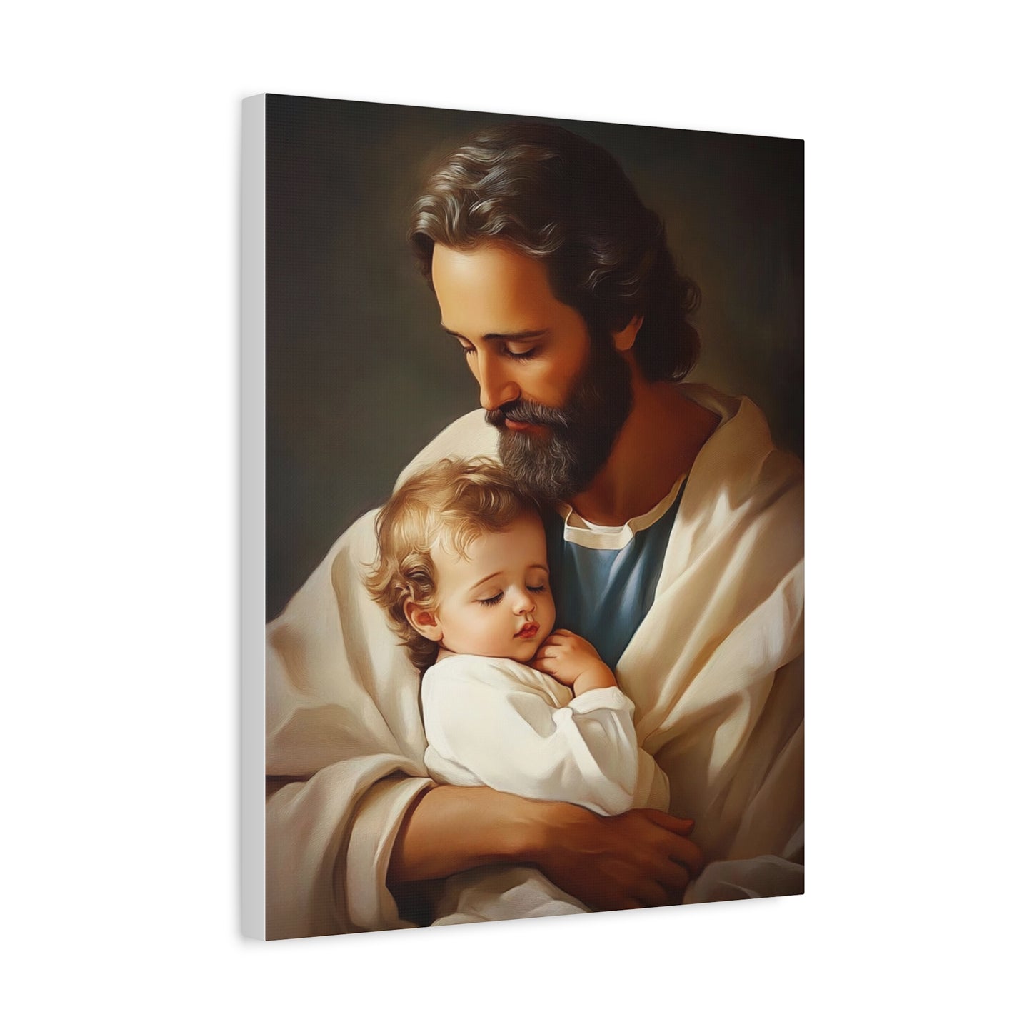 St. Joseph and Jesus Catholic Canvas Wall Art, Christian Decor