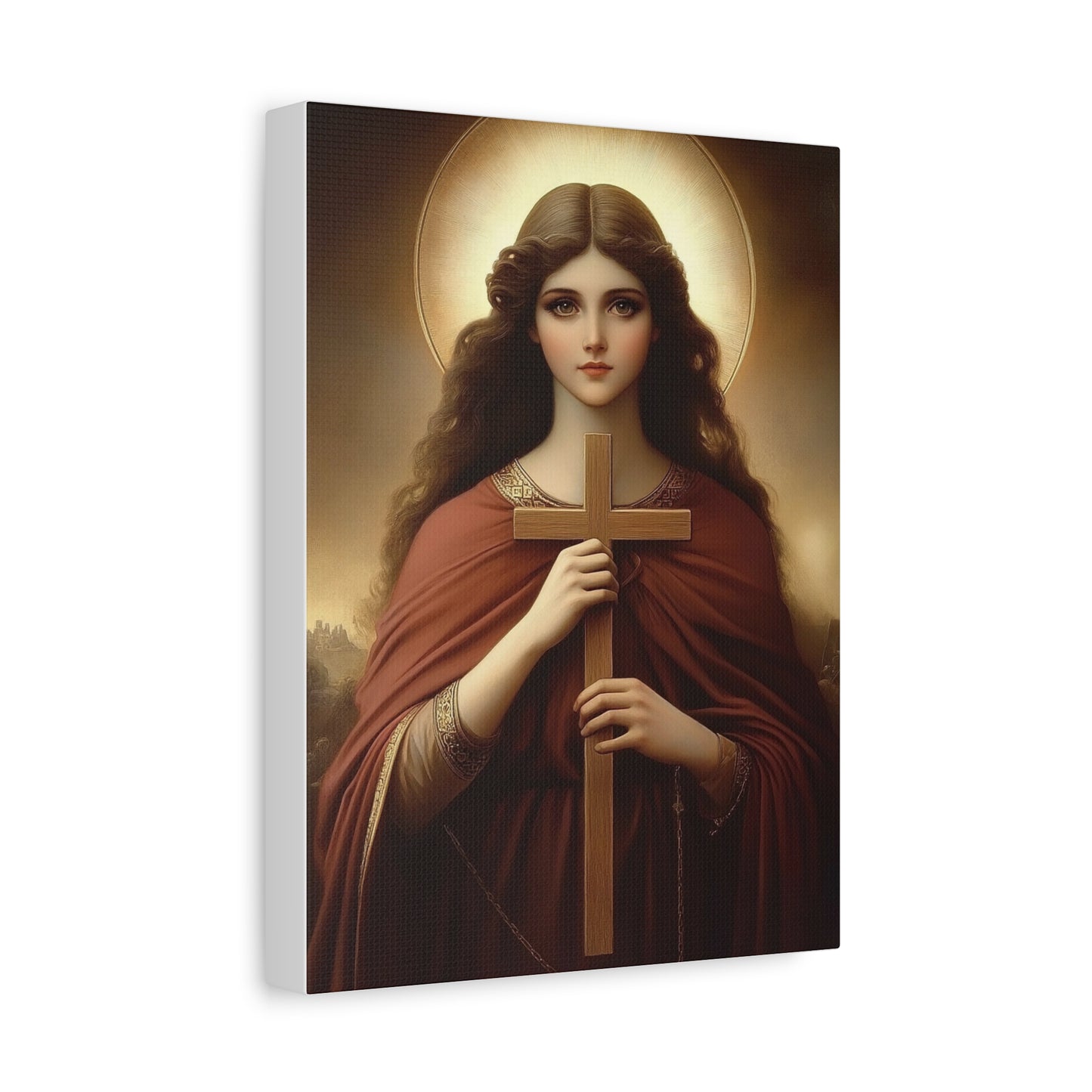 St. Helena and the True Cross Catholic Canvas Wall Art, Christian Decor
