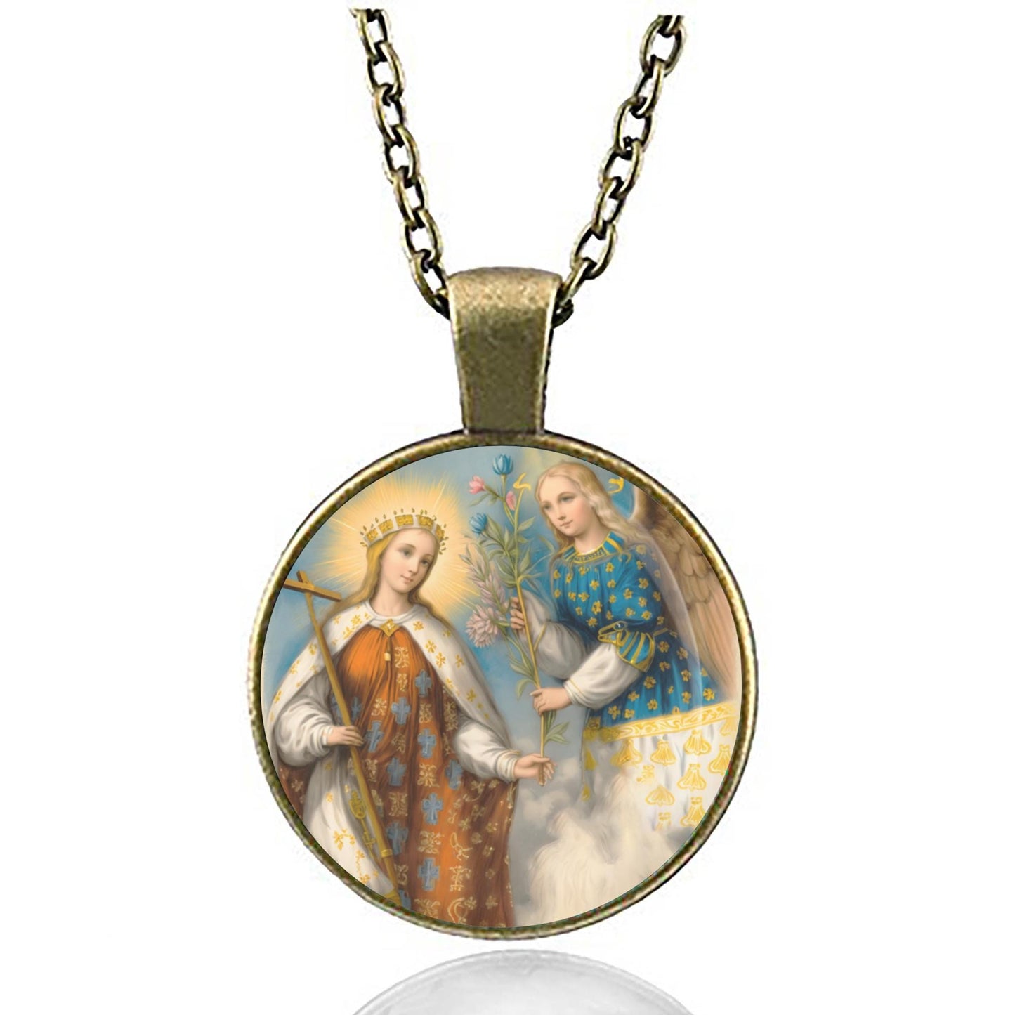 St. Lydwine Patroness of Sickness Necklace Lidwina Lydwina The Dutch Saint Medal Round Pendant
