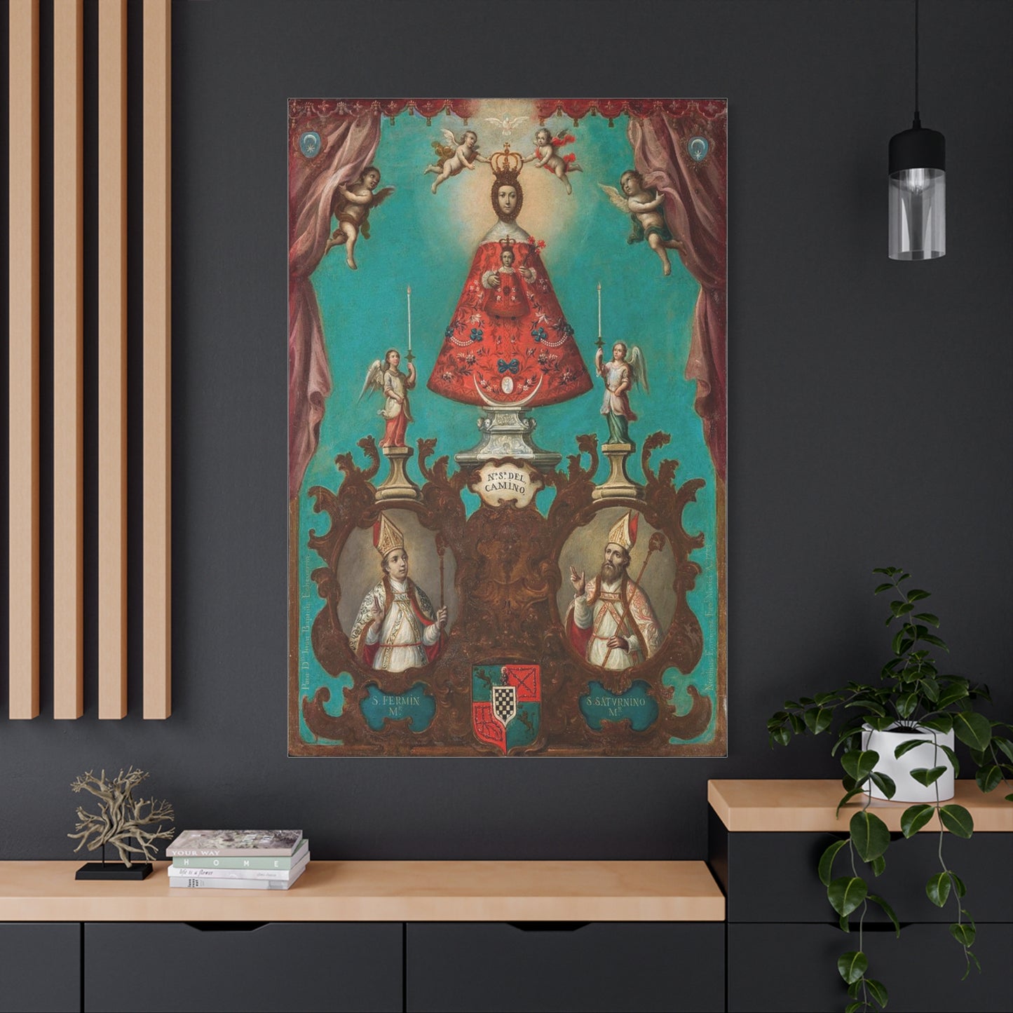 The Virgin of El Camino with St Fermin and St Saturnino Catholic HQ Print on Canvas Ready To Hang - Virgin Mary Canvas