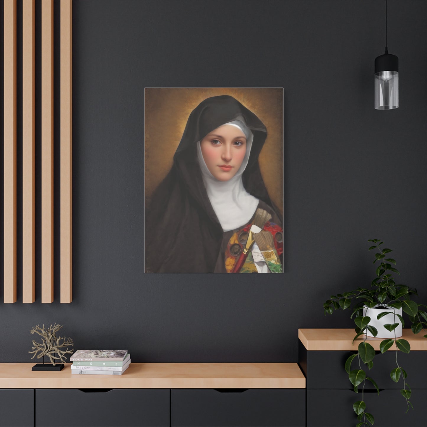 St. Catherine of Bologna Catholic Canvas Wall Art, Christian Decor