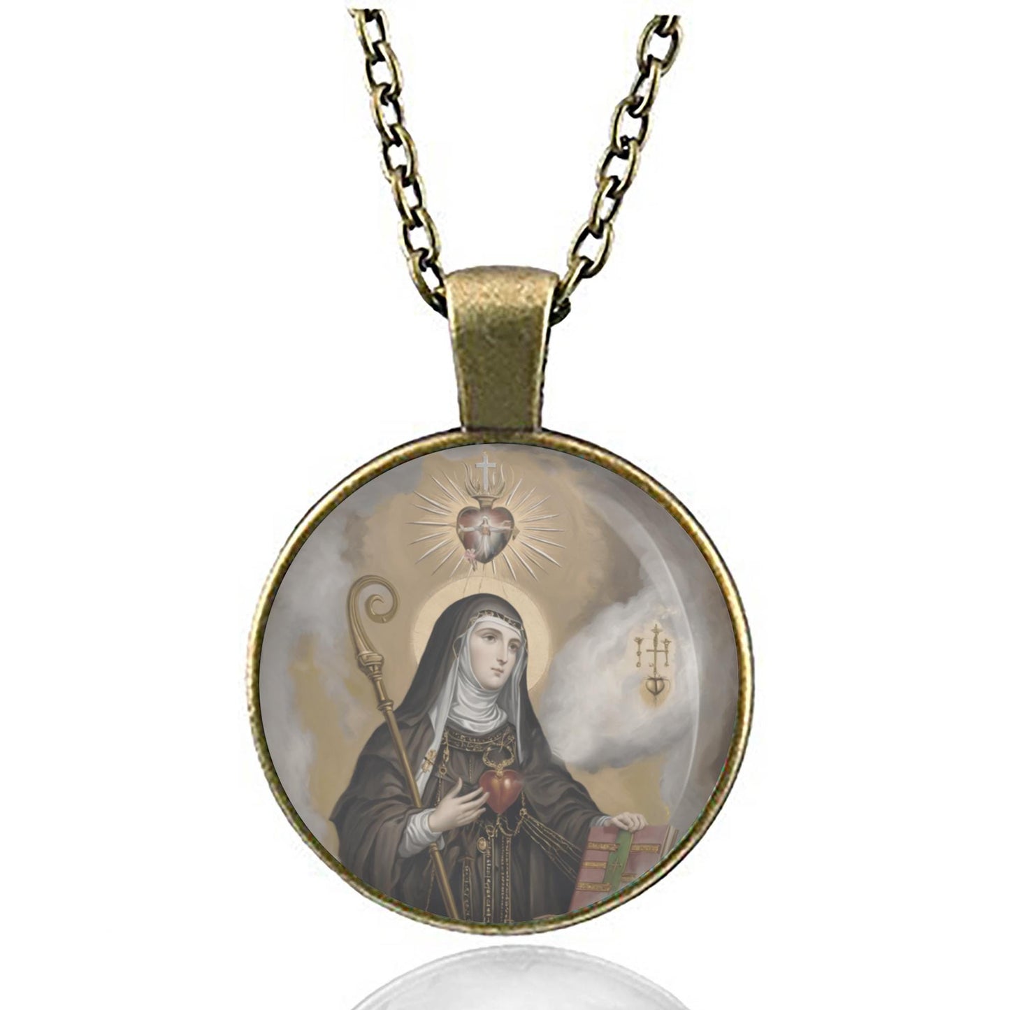 St. Gertrude The Great Necklace Catholic Medal Pendant Jewelry