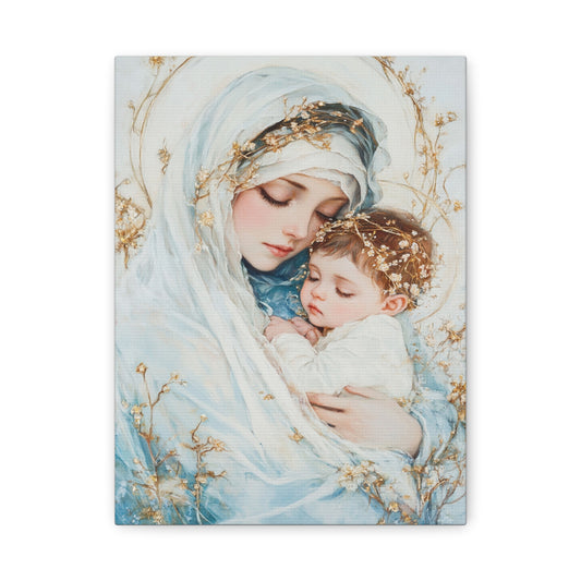 Holy Mother with Baby Jesus Catholic Canvas Wall Art, Christian Decor