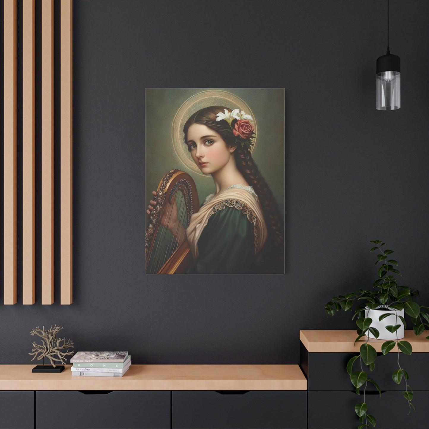 St. Cecilia Catholic Canvas Wall Art, Christian Decor