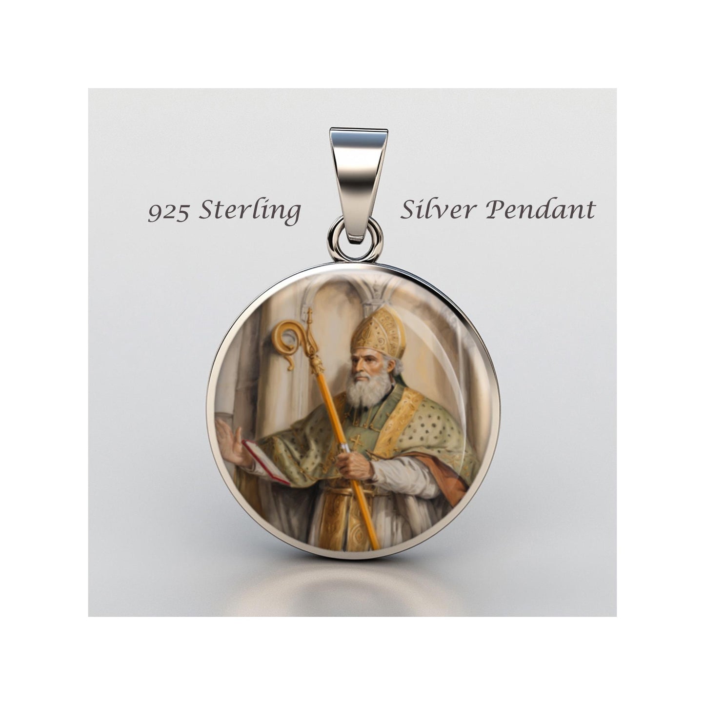 Saint Leodegar Religious Devotional sterling silver 925 Christian Medal Patron Pendant