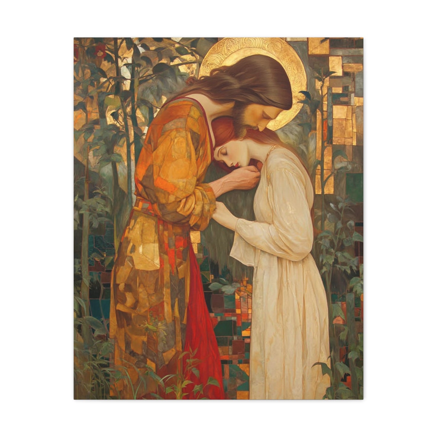 Healing Love - Christ Embracing Mary Magdalene Catholic Canvas Wall Art, Christian Decor