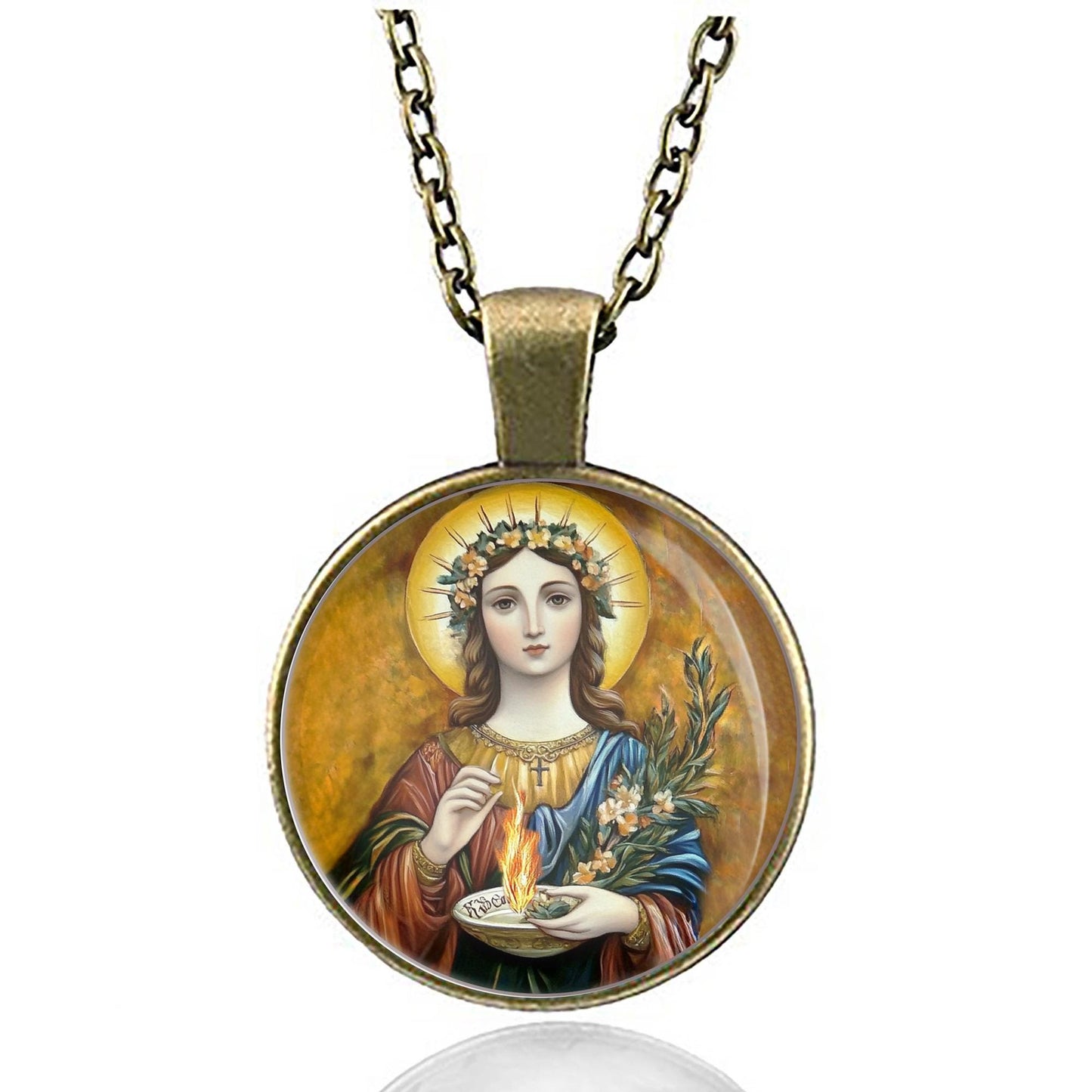 St. Agatha Medal Pendant Necklace Saint Patron