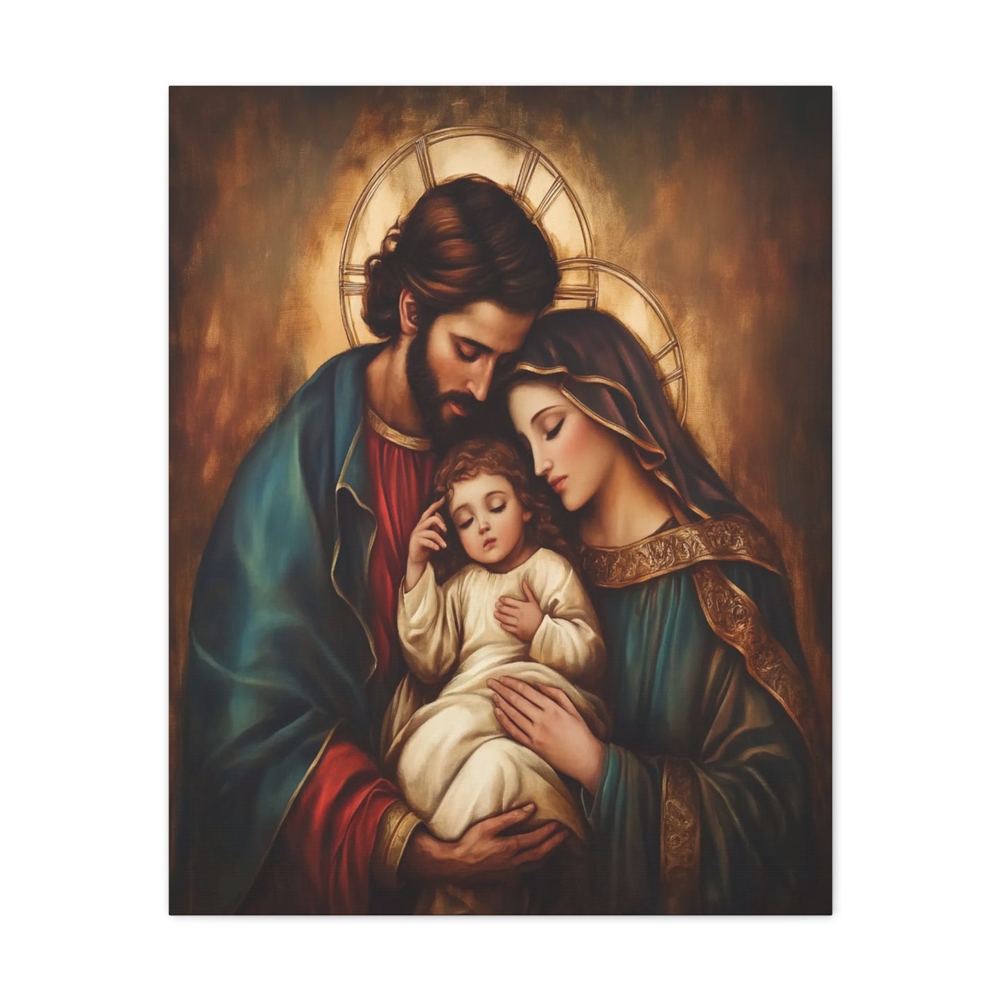 Holy Family Catholic Canvas Wall Art, Christian Decor