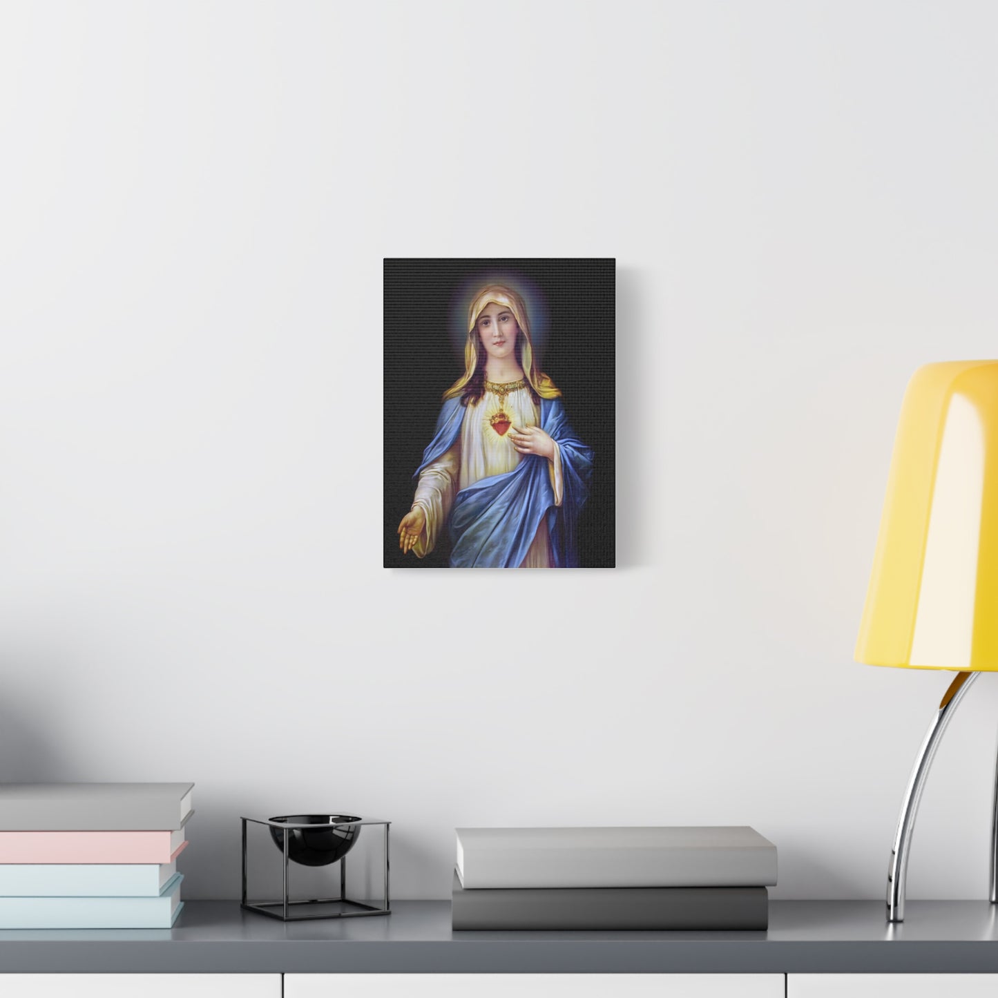 Immaculate Heart Mother Mary - Catholic Canvas Wall Art, Christian Decor